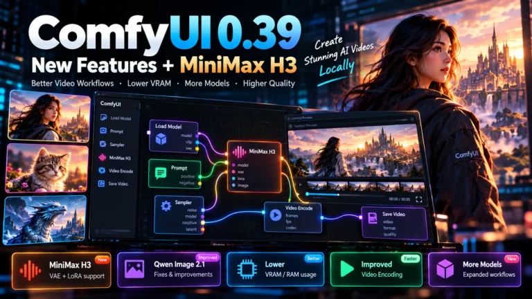 ComfyUI 0.39 update featuring MiniMax H3 workflow improvements